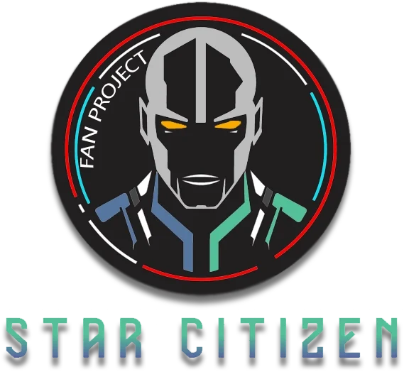 Star Citizen logo featuring a stylized robotic face with a futuristic design and glowing eyes.